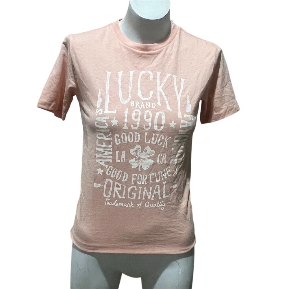 Lucky Brand Boys T-Shirt Youth M 10/12 Orange Graphic Clover Lucky 1990 Tee